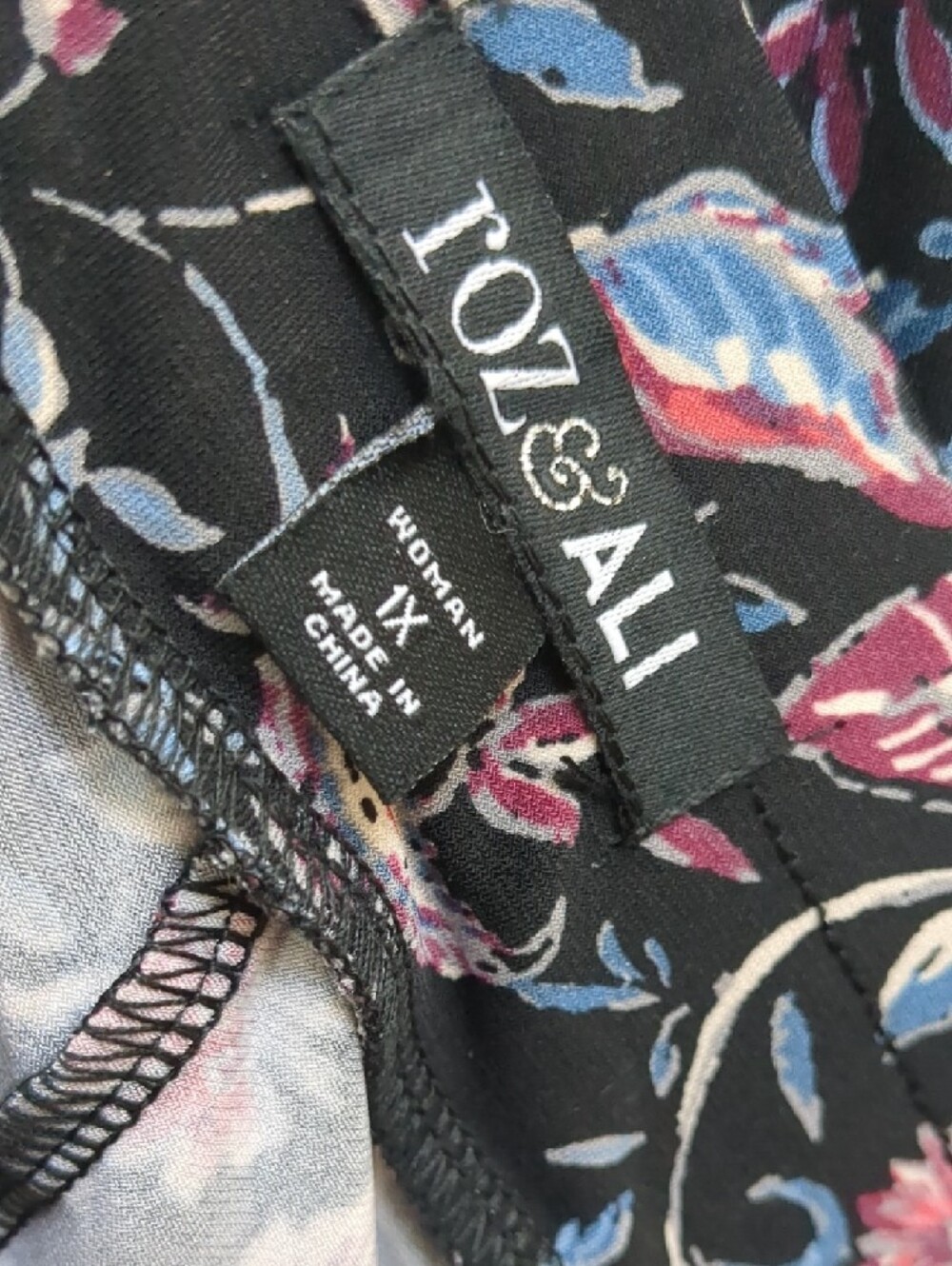 Roz & Ali Women’s Palazzo Pants 1X Multicolor Floral Print Wide Leg Pull On - Picture 6 of 10
